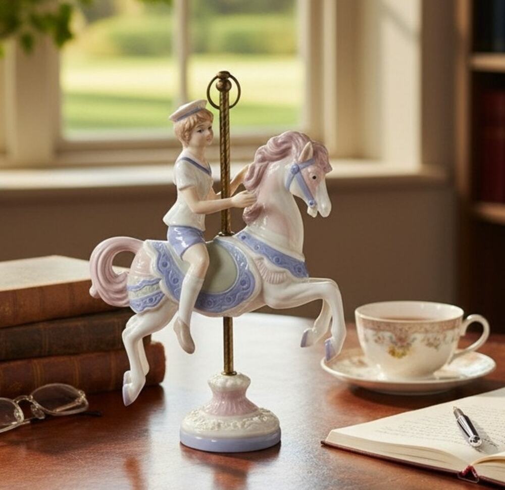 Paul Sebastian Sailor Boy Carousel Horse Figurine Porcelain 8.5" Vintage 1990